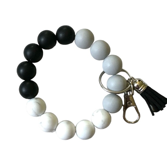 Black, Gray, and White Silicon Wristlet - Picture 3 of 3